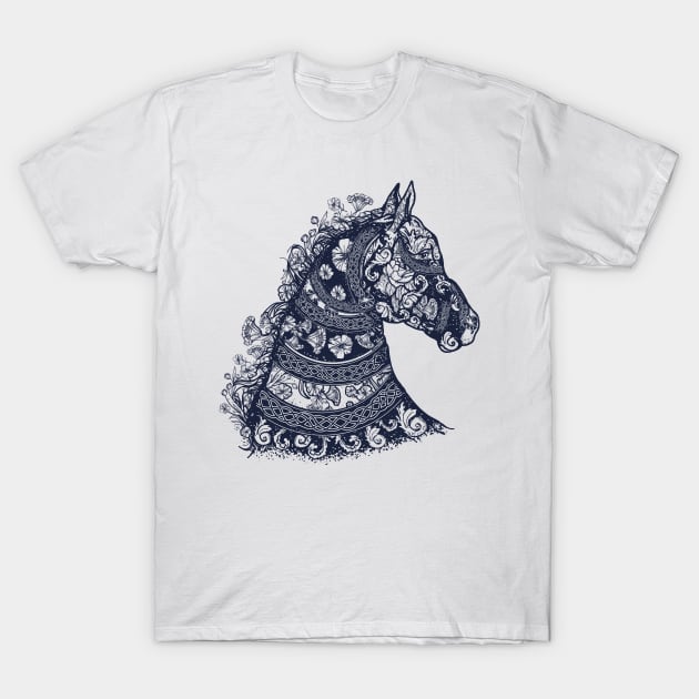 horse tattoo floral T-Shirt by Mako Design 